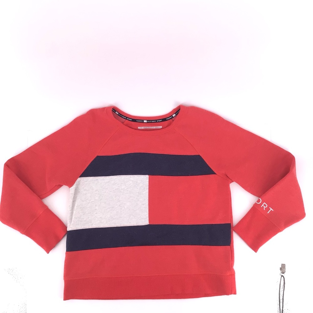 Tommy Hilfiger Sport Colorblock Graphic Pullover Sweatshirt Size Small Petite